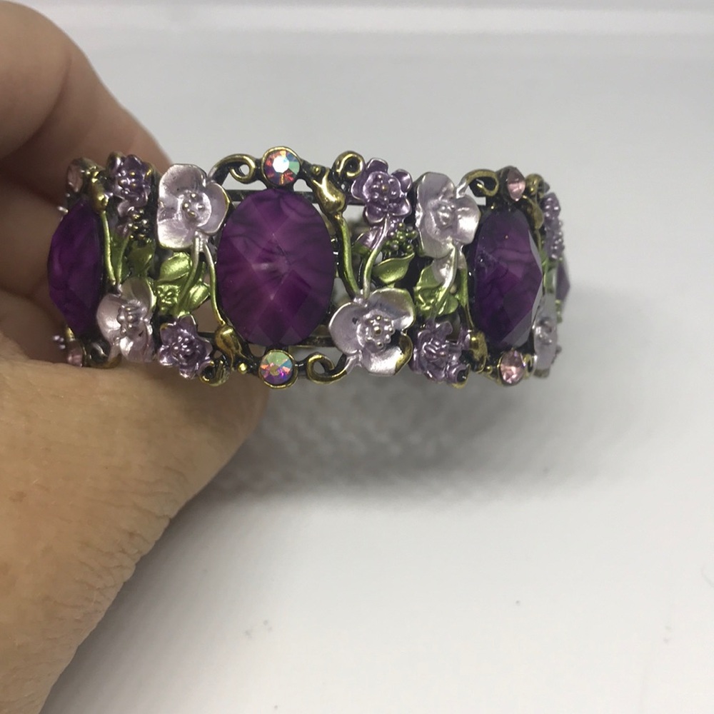 Vintage Cuff Bracelet, Spring Hinge, 8”